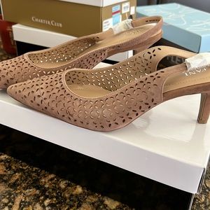 Alfani closed toe heels in color Sand”. Never worn